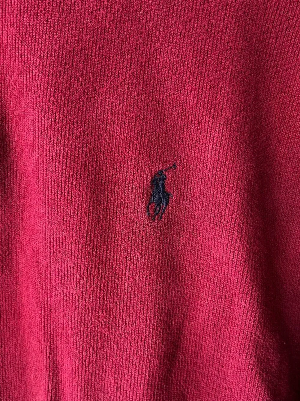 Polo Ralph Lauren XL Burgundy Quarter Zip Sweater Cotton Pony Logo Pullover